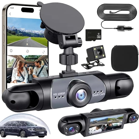 Full View Car Dashcam System, 360 Dash Camera for Cars, 4-Channel HD 1080P Vehicle Camera, Night Vision, Loop Recording, Parking Surveillance, Front/Rear/Left/Right Coverage (32G)