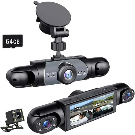 Full View Car Dashcam System: 360° Full View Car Dashcam System - 4 Channel Dash Cam for Cars Front/Rear/Left/Right - Night Vision, Loop Recording, Parking Monitor