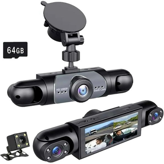 Full View Car Dashcam System: 360° Full View Car Dashcam System - 4 Channel Dash Cam for Cars Front/Rear/Left/Right - Night Vision, Loop Recording, Parking Monitor