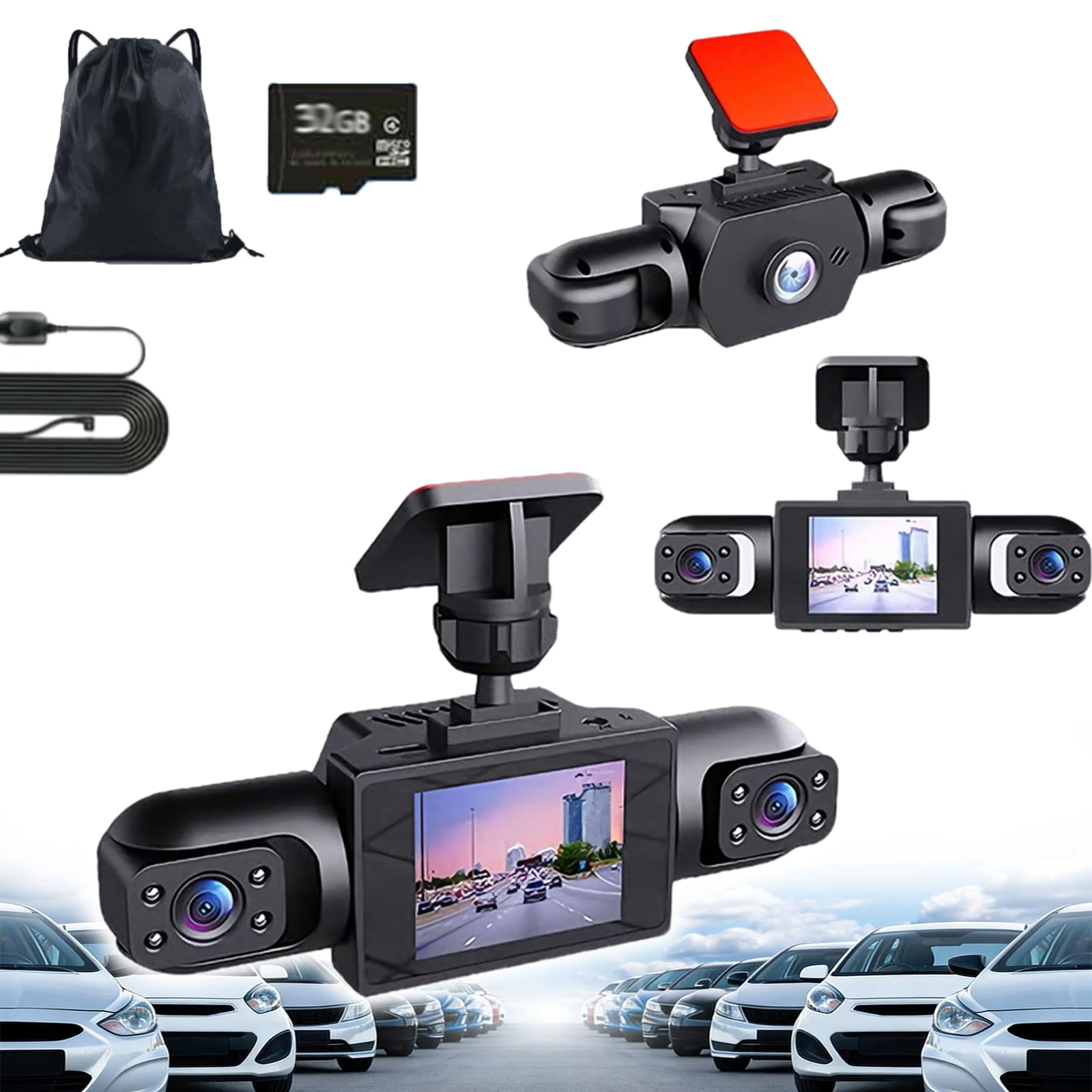 Full View Car Dashcam System 360° Wireless - Upgraded 1080p 4 Channel ...