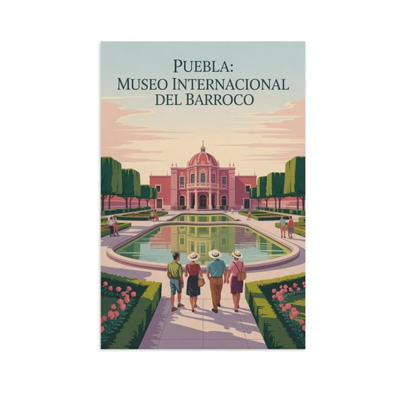 Full View Museum Wall Art Museo Internacional Del Barroco Puebla Mexico Vintage Travel Poster Reflective Architecture Print Poster
