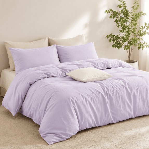 Full Washedton Duvet Cover Set 3-piece Relaxed Linen Feel - Walmart.com