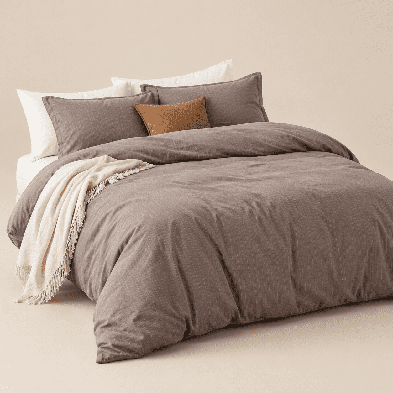 Full Washedton Duvet Cover Set 3-piece Relaxed Linen Feel - Walmart.com