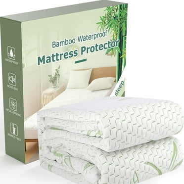 Queen Waterproof Mattress Protector,Rayon Made from Bamboo Mattress Pad Cover, Soft Breathable Cooling Mattress Pad Cover, Mattress Protector up to 21in Deep Pocket Tightly Fitted Mattress Protection