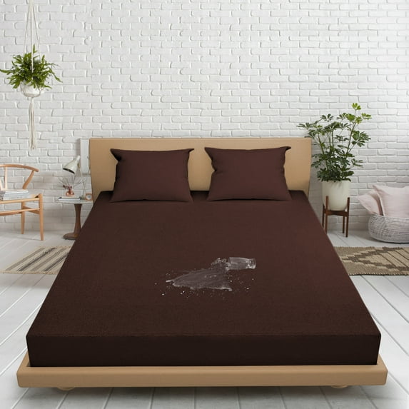 Full Waterproof Mattress Protector Soft & Breathable Terry Cotton Fitted Style Chocolate Fits up -15'' Deep Pocket, Skin-Friendly Machine Wash Mattress Protector