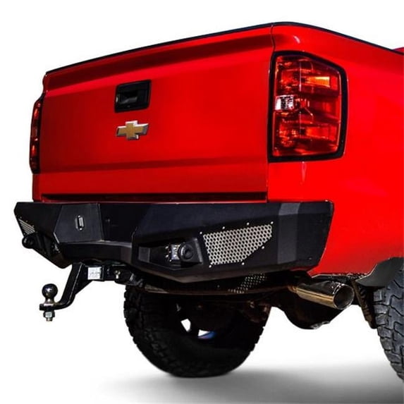 Full Width Powder Coat Rear HD Bumper for 2016-2018 Chevy Silverado 1500, Black
