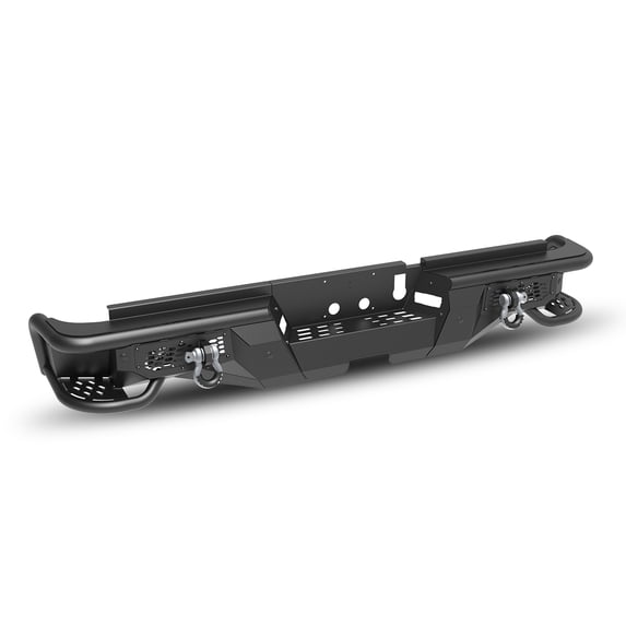 Full Width Rear Bumper for 2019-2024 Ram 2500 | Modular 3-Piece Heavy Duty Bumper Design | Retains Factory Sensors & Tow Hitch | Q235A Steel with Antiskid Steps & 4" Pod Lights