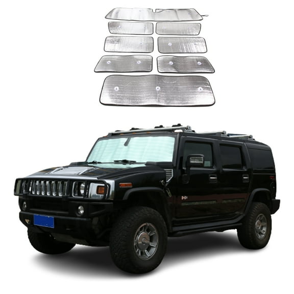 Full Windshield Sunshade for Hummer H2 2003-2009 ,Full Window Sun Shade Foldable Reflective Sun Visor Custom Sunscreen UV Blocker Privacy Protector HeatShield