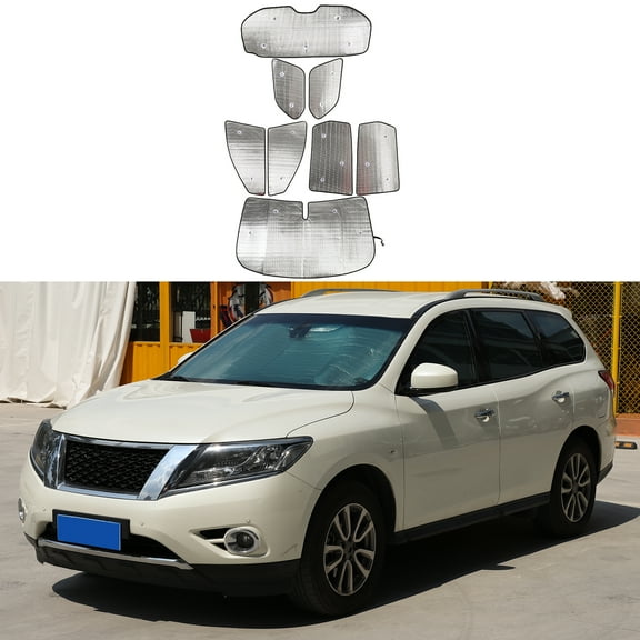 Full Windshield Sunshade for Nissan Pathfinder 2013-2018,Full Window Sun Shade Foldable Reflective Sun Visor Custom Sunscreen UV Blocker Privacy Protector HeatShield