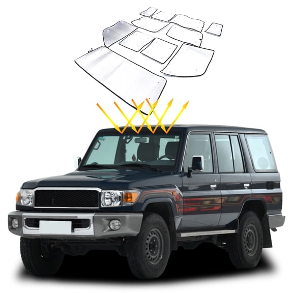 Full Windshield Sunshade for Toyota LC76 (Five Door) 2007, Full Window Sun Shade, Foldable Reflective Sun Visor, Screen Shield Cover UV Blocker Protector HeatShield