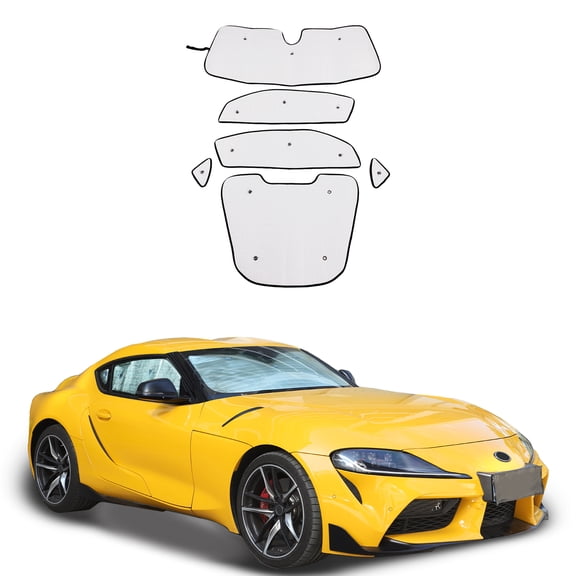 Full Windshield Sunshade for Toyota Supra 2019-2024,Full Window Sunshade Foldable Reflective Sun Visor Custom Sunscreen ,UV Blocker,Privacy Protector HeatShield