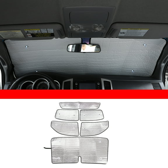 Full Windshield Sunshade for Toyota Tacoma 2006-2015,Full Window Sunshade Foldable Reflective Sun Visor  Custom Sunscreen ,UV Blocker,Privacy Protector HeatShield