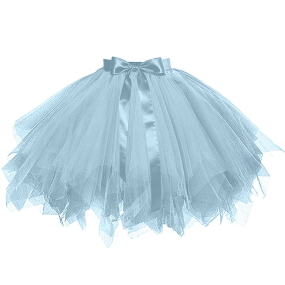 Full Womens Tulle Skirt Layered Tutu Petticoat Tie Waist Flared Silhouette