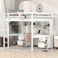 thumbnail image 1 of Full Wood Loft Bed with Ladder, Loft Bed with Desk, Cabinets, Drawers and Bedside Tray, Charging Station, Loft Bed with Desk for Teenagers, Multiple Functions Bed, Easy to Assemble (White), 1 of 9