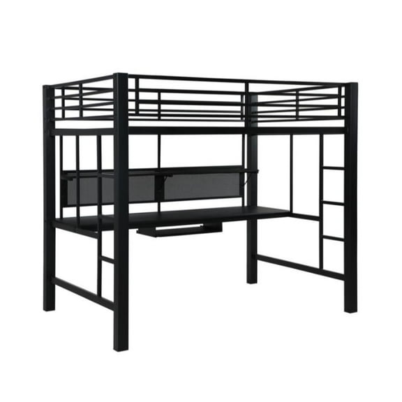Full Workstation Loft Bed, Black