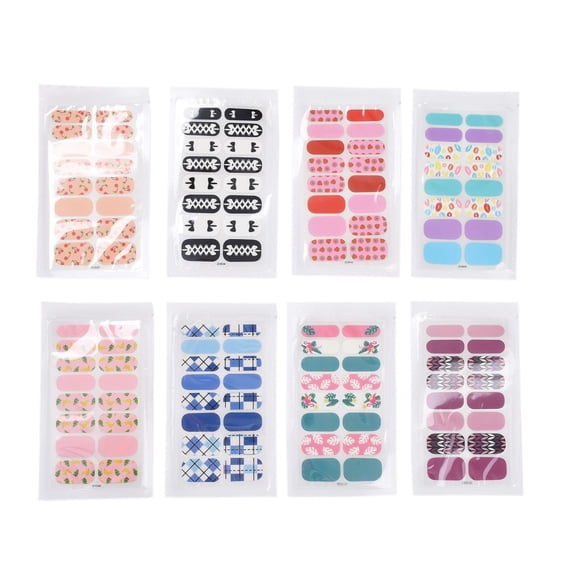 Full Wrap Fruit Nail Stickers Self-Adhesive Geometry Nail Art Decal Strips for Women Girls DIY Nail Art Decoration Mixed Color 27x8.5~16mm