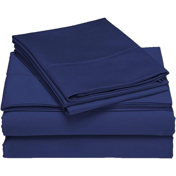 Full XL 100% Microfiber Double Brushed Sheet Set - Extra-Soft, Breathable & Wrinkle-Free - 15" Deep Pockets, 54" x 80" - Ideal for Extra Long Full Beds - 4PC Set (Full XL, Navy)