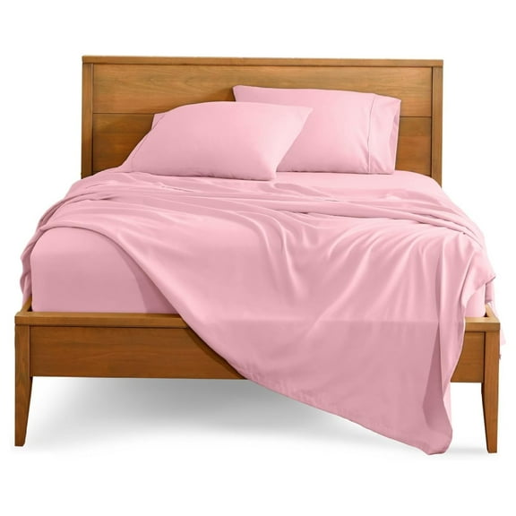 Full XL Luxury 1800 Ultra-Soft Microfiber Bed Sheets 4 Piece Set, Light Pink
