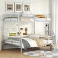 thumbnail image 1 of Full XL Over Queen Metal Bunk Bed with Sliver Finish, Modern Classic Design, 1 of 17