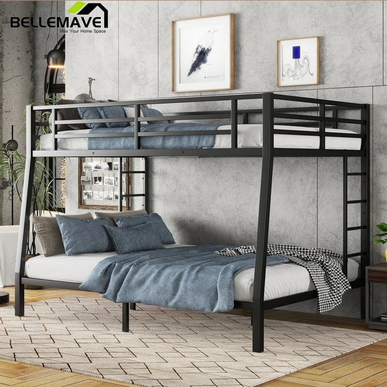 Space-Saving Full XL Over Queen Metal Bunk Bed Frame with Durable