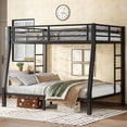 thumbnail image 1 of Full XL Over Queen Bunk Bed Frame, Heavy Duty Metal Bunk Beds with with 2 Side Ladders, Industrial Style Bunk Bed Full XL Over Queen for Teen Adults-Black, 1 of 9