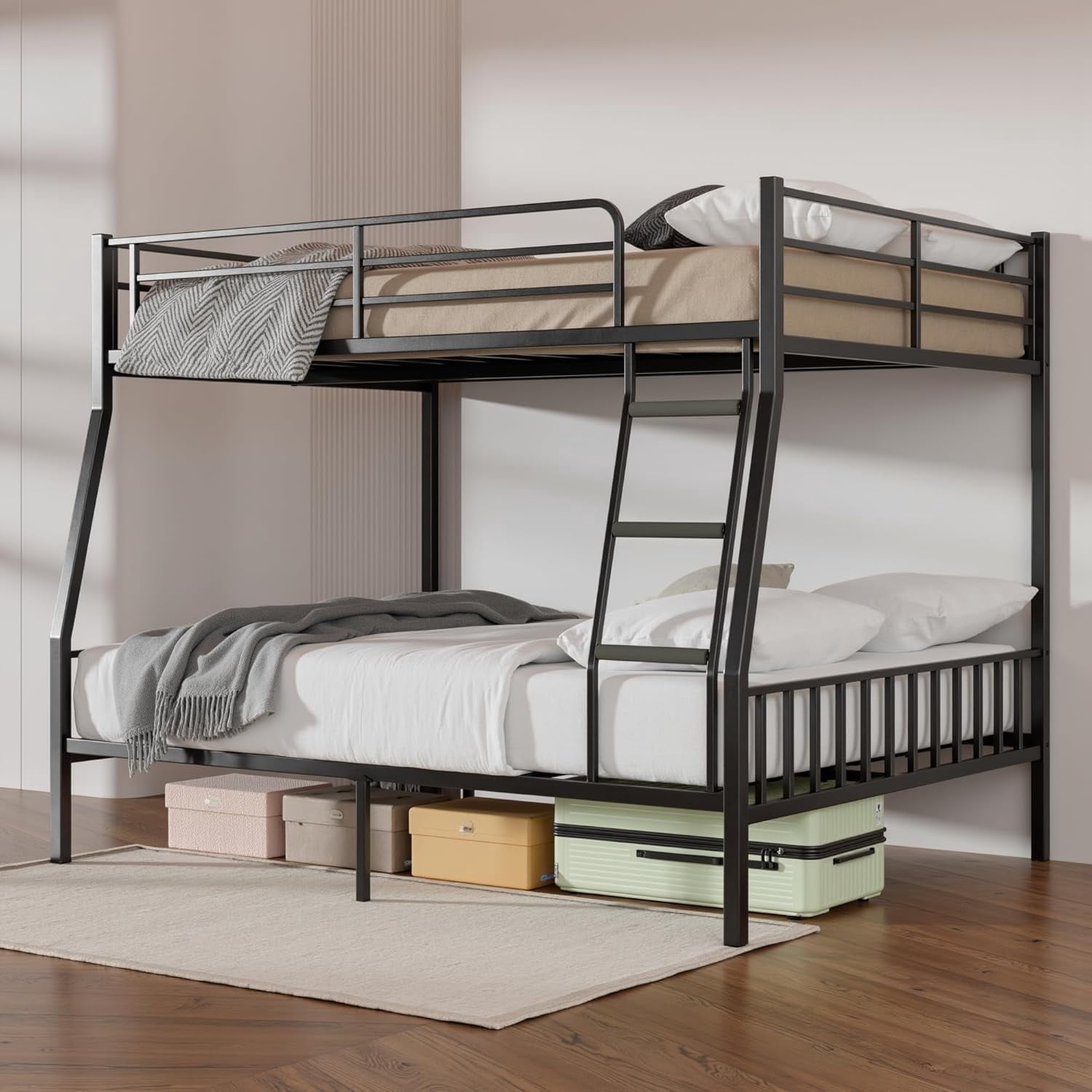 Full XL Over Queen Bunk Beds for Adults, Heavy-Duty Metal Bunk Bed