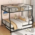 thumbnail image 1 of Full XL Over Queen Metal Bunk Bed with Trundle, Heavy Duty Twin Size Metal Bunk Beds Frame with Ladders and Safety Guard Rails, No Box Spring Needed (Black), 1 of 9