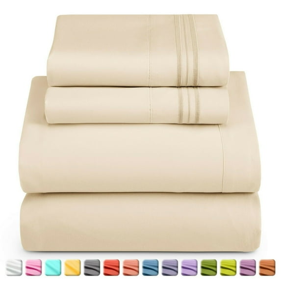 Full XL Sheets Set, Soft Bed Sheets for Full XL Size Bed, Cooling Microfiber Bedding Sheets & Pillowcases Sets, 4 Pieces Full XL Size Sheets