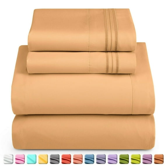 Full XL Sheets Set, Soft Bed Sheets for Full XL Size Bed, Cooling Microfiber Bedding Sheets & Pillowcases Sets, 4 Pieces Full XL Size Sheets