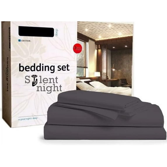 Full XL Size 100% Microfiber Fabric 4Pcs Sheet Set, Upto 18" Inch Deep Pocket Bed Sheet Set - Dark Grey Solid