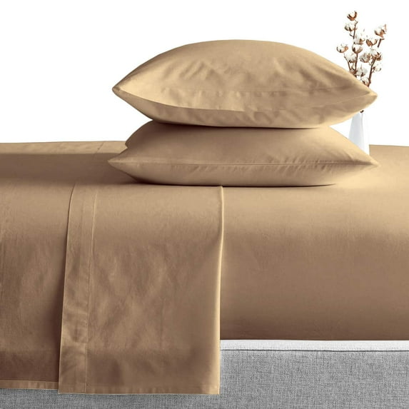 Full-XL Size 3 Piece Duvet Cover with 4 Piece Sheet Set - 7 Piece 100% Egyptian Cotton - Zipper Closure Quilt Cover with 16" Deep Pocket Fitted Sheet - 400TC Bedding - Taupe Solid.