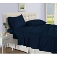thumbnail image 1 of Full XL Size 500-Thread-Count 4-PCs Bed Sheet Set, Luxury Egyptian Cotton Sheet Set – Soft, Durable & Breathable Bedding, Fits Mattress Upto 13-15" Deep Pocket, Stripe Navy Blue, 1 of 6