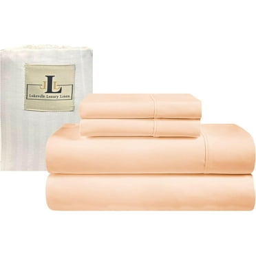 Full XL Size Bed Sheets - Softest 100% Cotton 4PC Sheet Set, Sateen Bedding - 500 Thread Count - Comfy, Breathable and Cooling Sheets, Deep Pockets Fit Up To 16" Deep Mattress - Blush