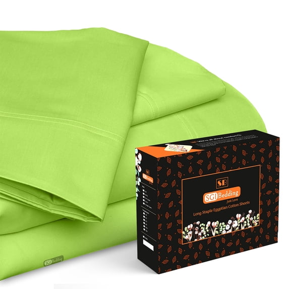 Full XL Size Egyptian Cotton Bed Sheets 800 TC Sheet Set Parrot Green Solid Cotton 15" Deep