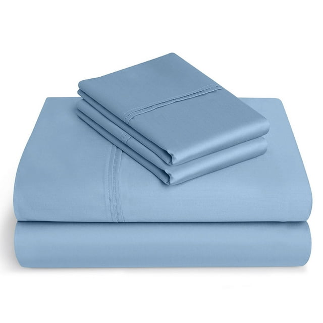 Full-XL Size Giza Sheets - Premium 400-Thread-Count Soft 100% Pure Giza Egyptian Cotton 4PC Bed Sheet Set, 15" Inches Deep Pockets - Light Blue