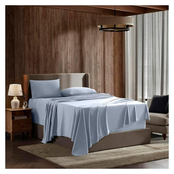 Full XL Size Sheet Sets - 4 Piece Full XL Size Sheets, Deep Pocket, Hotel Luxury, Extra Soft, Breathable and Cooling, Ice Blue Bed Sheets for Full XL Size Mattress