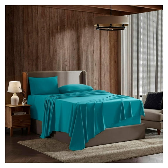 Full XL Size Sheet Sets - 4 Piece Full XL Size Sheets, Deep Pocket, Hotel Luxury, Extra Soft, Breathable and Cooling, Teal Bed Sheets for Full XL Size Mattress