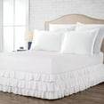 thumbnail image 1 of Full XL Size Tailored Drop Multi Ruffled Solid Bed Skirt with Adjustable Elastic Belt Microfiber Fabric Fade & Wrinkle Resistant Bed Frame Cover Easy to Fit & Care (26 Inch Drop, White), 1 of 4