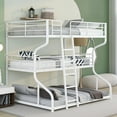 thumbnail image 1 of Full XL Over Twin XL Over Queen Size Triple Bunk Bed, Metal Triple Bunk Bed Frame with Long and Short Ladder, Bunk Beds for 3 with Sturdy Slat Support, White, 1 of 7