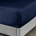 thumbnail image 1 of Full-XXL Size Fitted Sheet 1 Piece - 400 Thread Count - 100% Egyptian Cotton - 8" Deep Pocket Fully Elastic Sheet - Navy Blue Stripe., 1 of 7