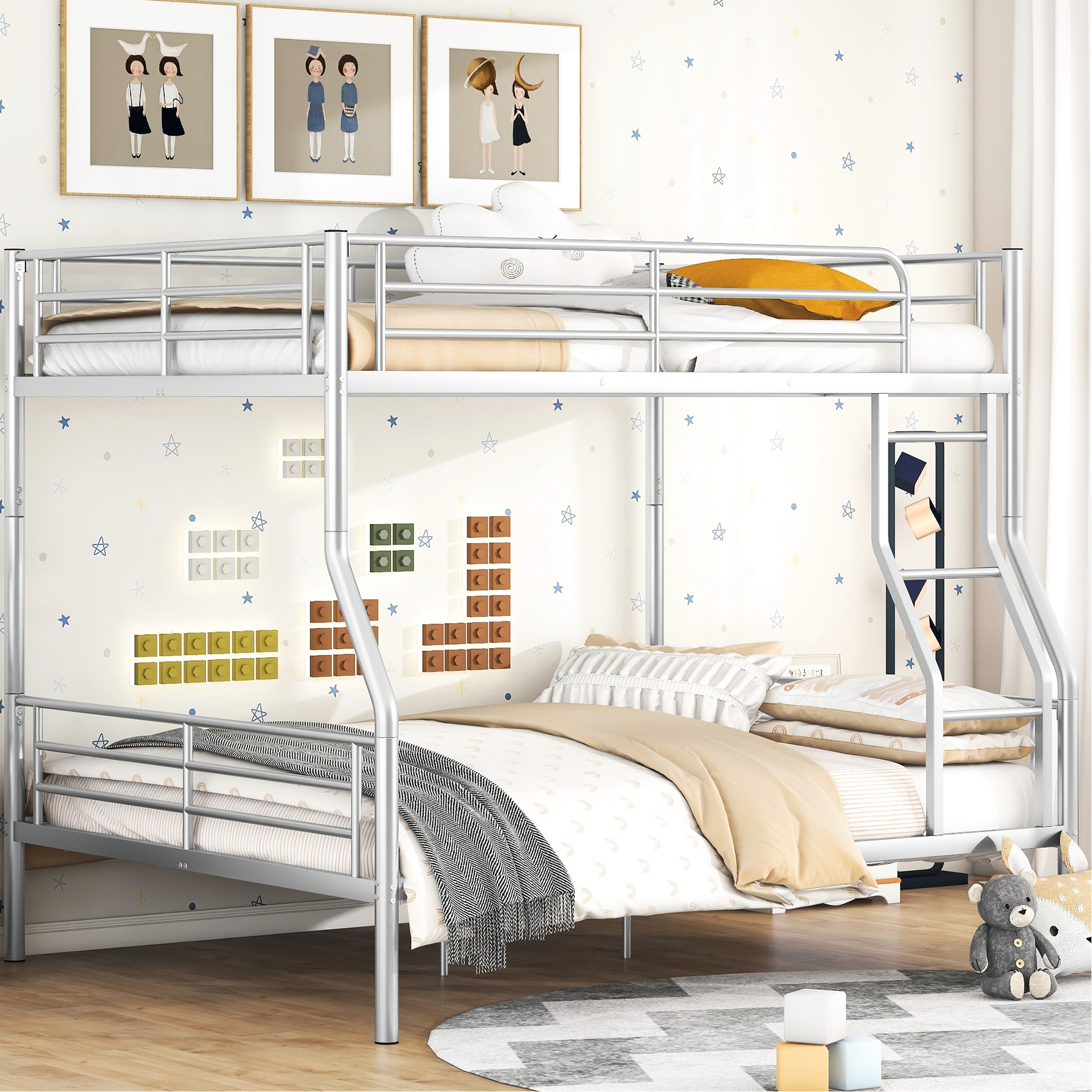 Photo inspiration: Picture Idea: Full Xl Over Queen Metal Bunk Bed Sliver