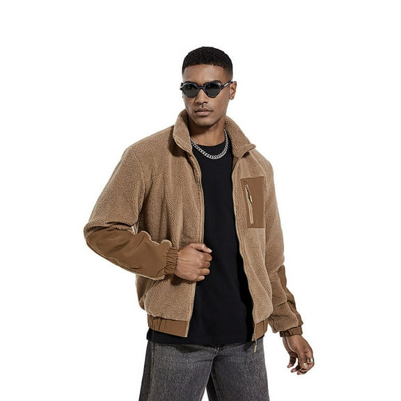 Full Zip Casual Jacket with Pockets for Men (M, ArcadiaBeige)