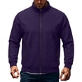 thumbnail image 1 of Full Zip Fleece Jackets for Men, Stand Neck Long Sleeve Sweatshirt Jackets, Loose No Hood Fall Outerwear with Pockets, 1 of 7