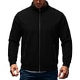 thumbnail image 1 of Full Zip Fleece Jackets for Men, Stand Neck Long Sleeve Sweatshirt Jackets, Loose No Hood Fall Outerwear with Pockets, 1 of 8