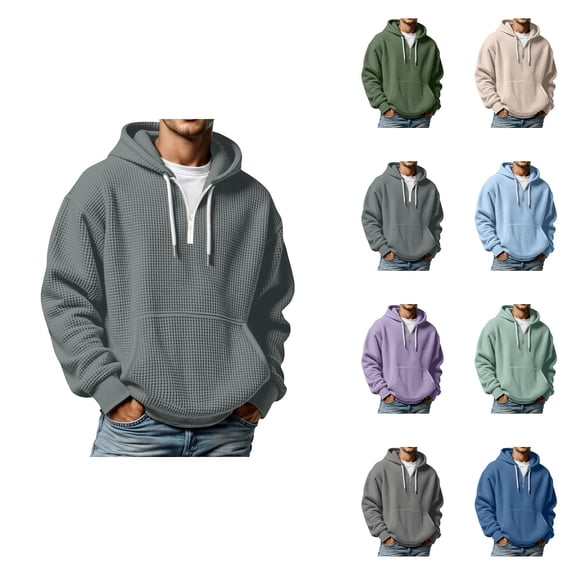 Full Zip Hooded Sweatshirt for Men – Lightweight Casual Long Sleeve Athletic Jacket with Front Pockets, Comfortable Texture Pullover for Outdoor Wear & Workouts