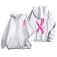 thumbnail image 1 of Full Zip Up Hoodie Women Cancer Awareness Pink Ribbon Sweatshirts 2025 Fall Winter Fashion Long Sleeve Casual Lightweight Actity Hooded Jacket (White, XL), 1 of 6