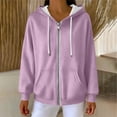 thumbnail image 1 of Full Zip up Hoodie for Women Oversized Long Sleeve Sweatshirts Fall Outfits Casual Fashion Jackets with Pocket New Women Plus Size Light Raincoat Purple L, 1 of 9