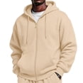thumbnail image 1 of Full Zip Up Hoodies for Men Oversized Hooded Fleece Sweatshirt | Open Front Cardigan, Zipper Jackets, Oversize, Streetwear, Basic Fit, Lightweight, Warm, Big and Tall, Hooded Sweatshirt Beige 3XL, 1 of 9