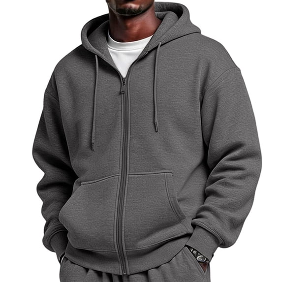 Full Zip Up Hoodies for Men Oversized Hooded Fleece Sweatshirt | Open Front Cardigan, Zipper Jackets, Oversize, Streetwear, Basic Fit, Lightweight, Warm, Big and Tall, Hooded Sweatshirt Gray 2XL