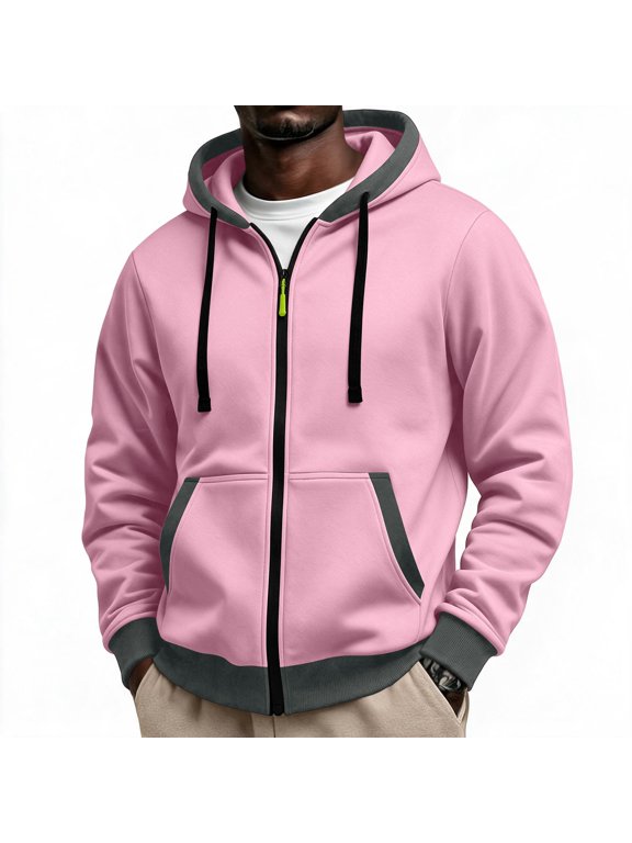 Full Zip Hoodies for Men Tactical Full Zip Cargo Hooded Sweatshirt Jacket Pullover Big and Tall Athletic Drawstring Hoodie with Zip Pocket for Fall Winter Travel Vacation Holi Outfit
